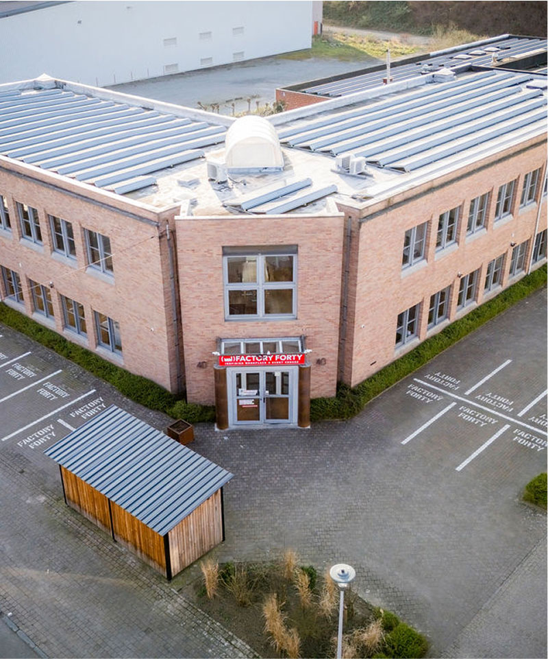 Aerial view of Factory Forty building